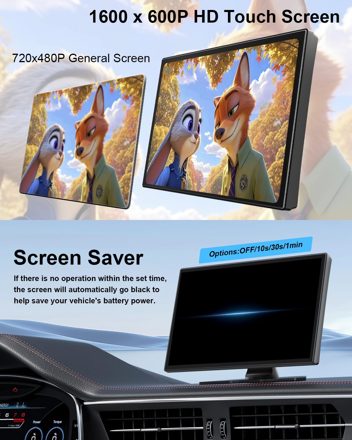 HK9 Carplay Screen for Car, 9" HD Portable Apple Carplay & Android Auto Screen, with 4K Dash Cam & 1080P Backup Camera, Upgrade Car Play Touchscreen, GPS Navigation/Siri/Mirror Link/Bluetooth/FM