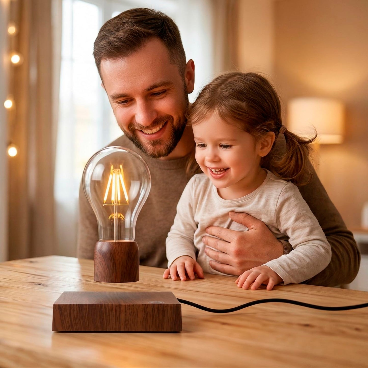 exekoml Magnetic Levitating Floating Wireless LED Light Bulb Desk Lamp for Unique Gifts, Room Night Light, Home Office Decor Tech Toys