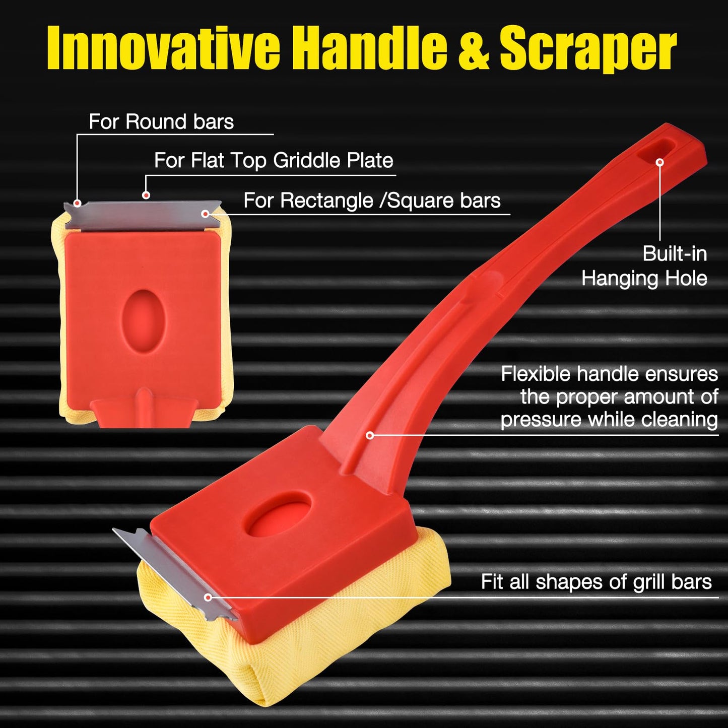 Grill Brush Bristle-Free – Steam Cleaning – Includes 2 Extra Brush Head – Heavy-Duty Barbecue Scraper,Red