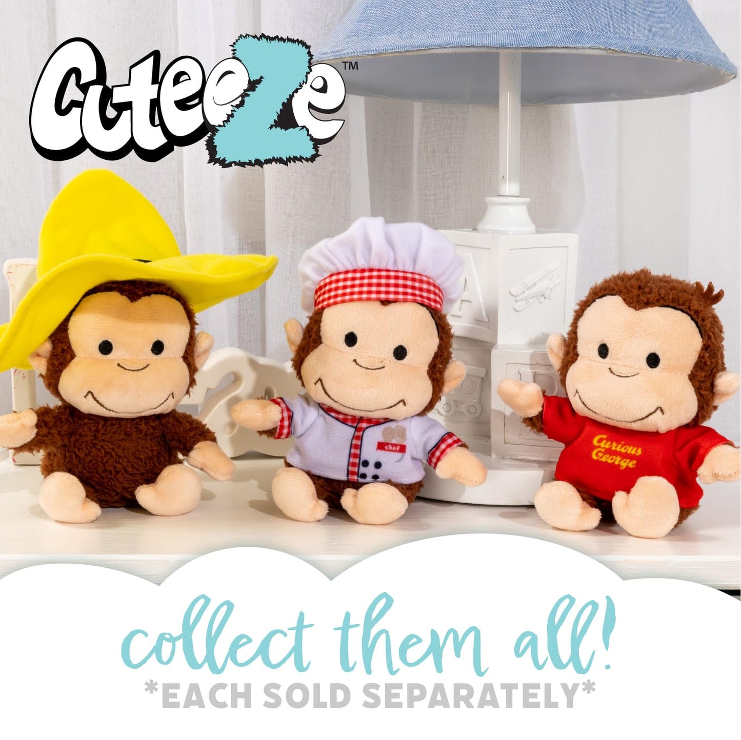 Curious George Cuteeze Stuffed Animal Plush Toy Monkey – Cute Cuddle Plushie Gift for Baby and Toddler Boys and Girls – 12 Inches