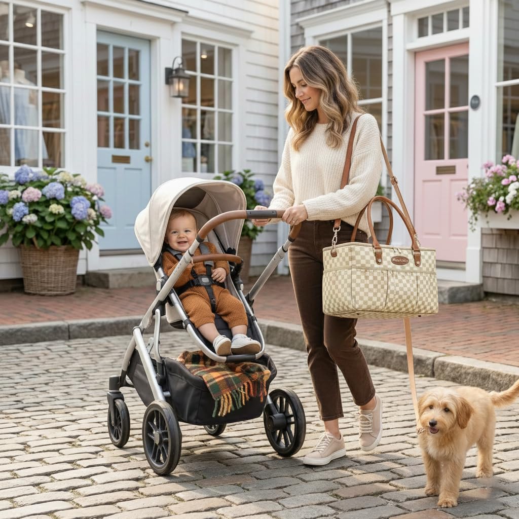 DOKUS & CO Large Diaper Tote Organizer for Baby Essentials, Premium Baby Organization System for Nursery, Car & Travel, Storage Tote with Shoulder Strap, Portable Diaper Caddy Organizer
