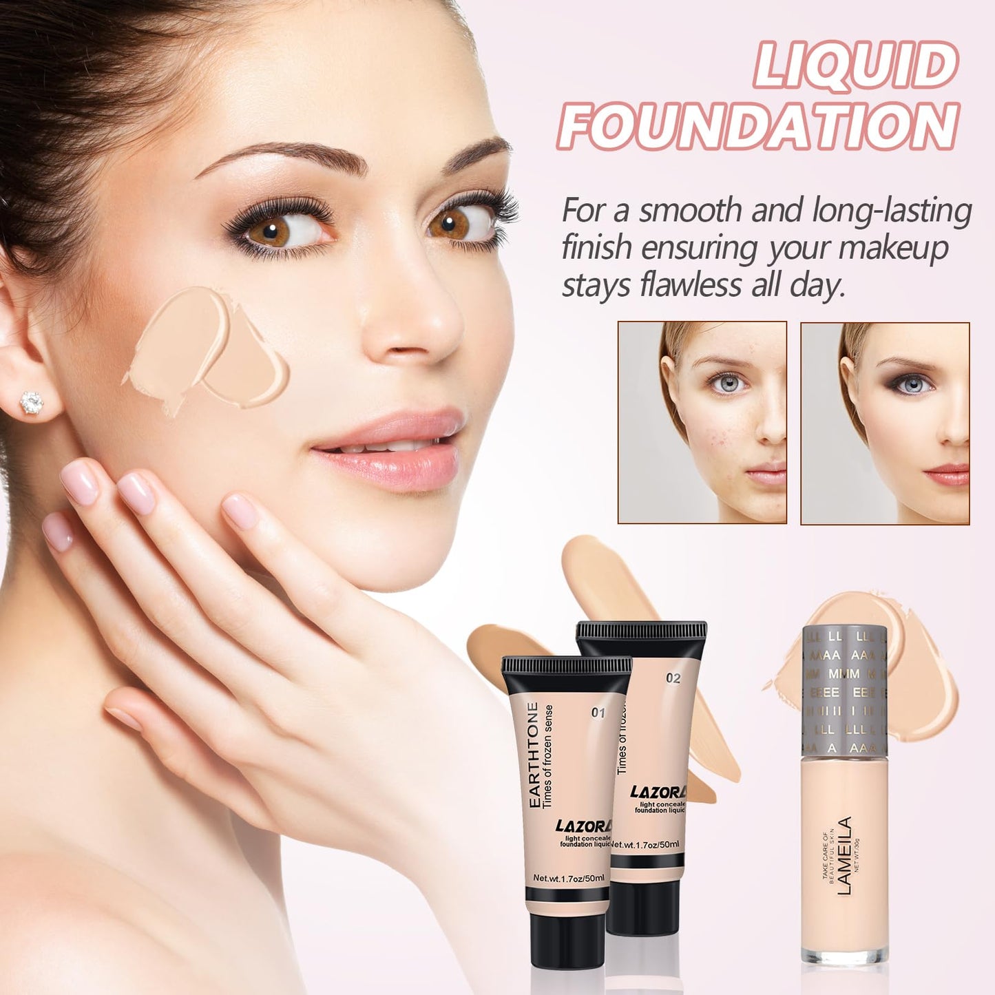 LAZORA All in One Makeup Kit Makeup Kit for Women Full Kit Makeup Set Multipurpose Bundle Holiday Gift Box Essential Starter Bundle Include Full Makeup Kit for Women (Box3)