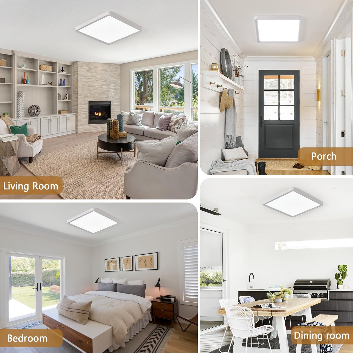 2PK 16 Inch Square LED Flush Mount Ceiling Light, 40W, 4000LM 3000K/4000K/6000K CCT Selectable, White Square LED Flat Panel Ceiling Light Fixture for Bedroom,Kitchen,Living Room