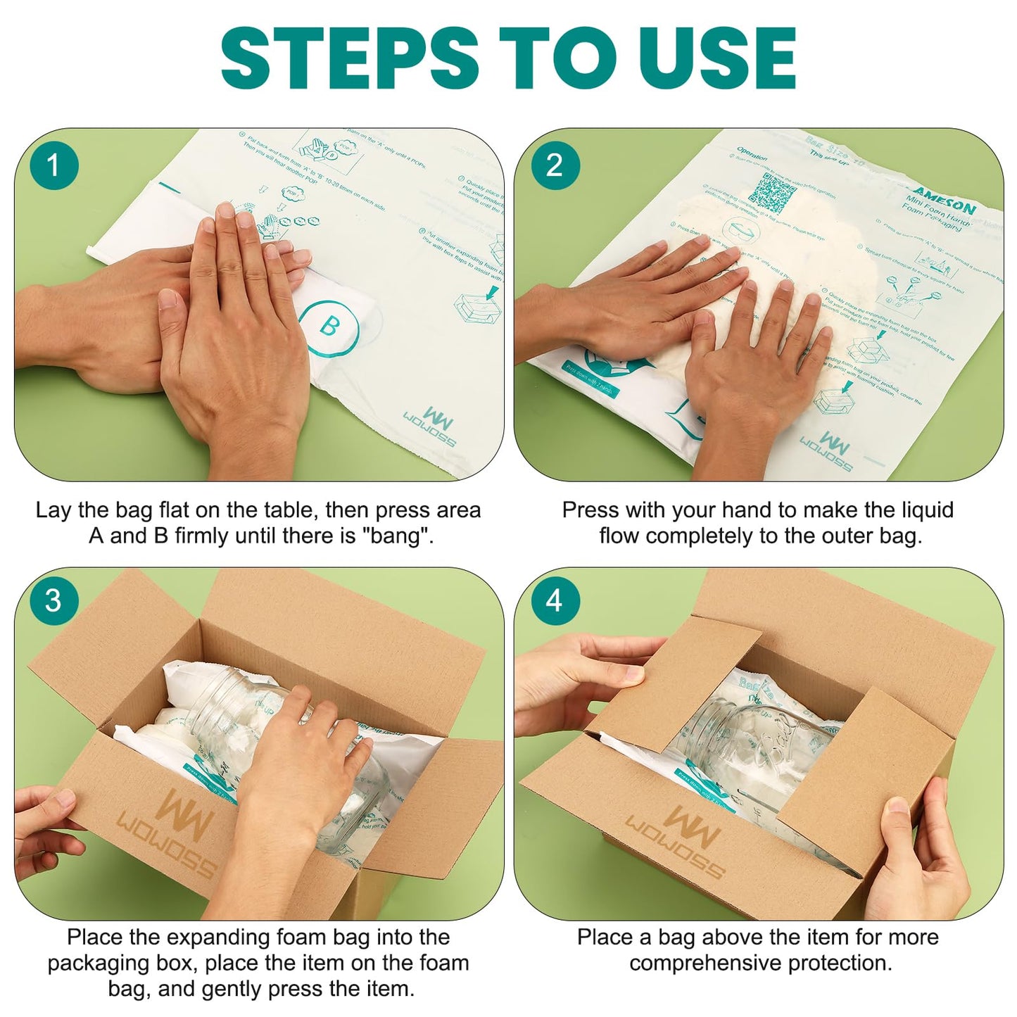 WOWOSS 16 Pack 16"x14" Expanding Packing Foam, Expanding Foam for PC/Electronic Components/Equipment/Fragile Items, Rapid Expansion, Stable & Secure, Easy to Use - Essential for Moving