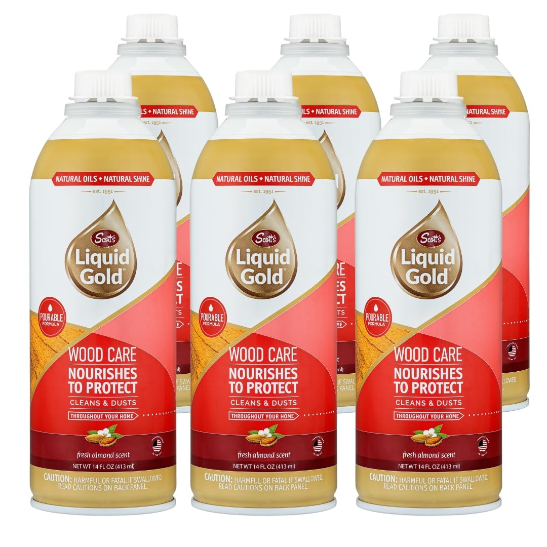 Scott's Liquid Gold Pourable Wood Cleaner and Polish (Non-Aerosol), 14 oz, Six Pack