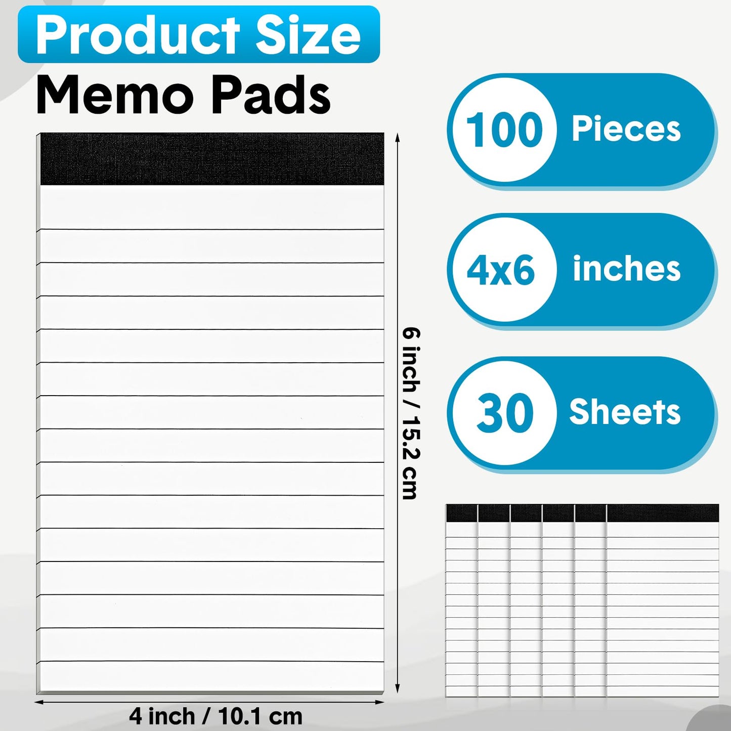 PerKoop 100 Pack Small Note Pads 4 x 6 Inch Lined Notepad Mini Memo Legal Pads with 30 Sheets Refills for Taking Notes Office School Supplies