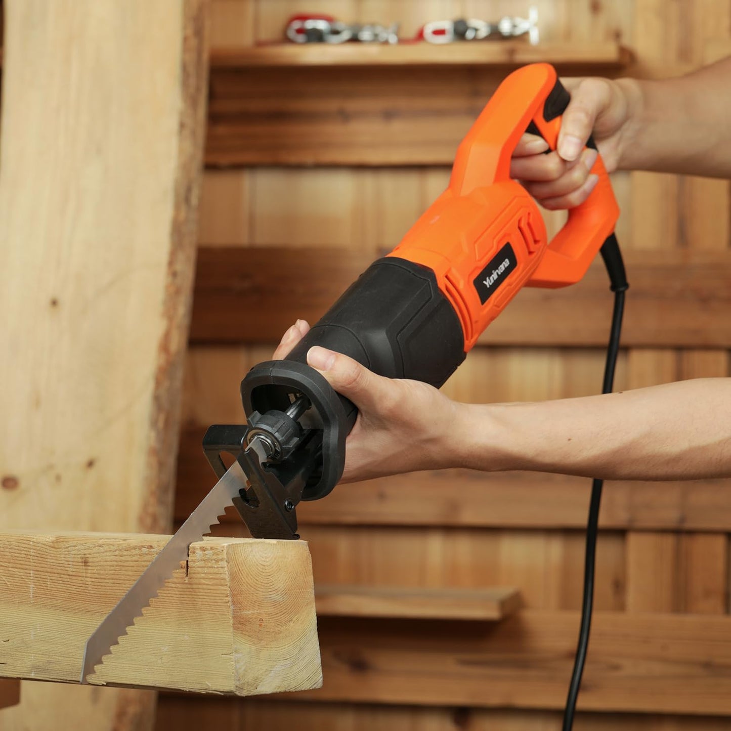 Yunirvana 120V Reciprocating Saw, 6.0 Amp Variable Speed Corded Reciprocating Saw with 4/5" Stroke Length, 3000 SPM and 4-1/2" Max for Wood, Metal, PVC Pipe Cutting