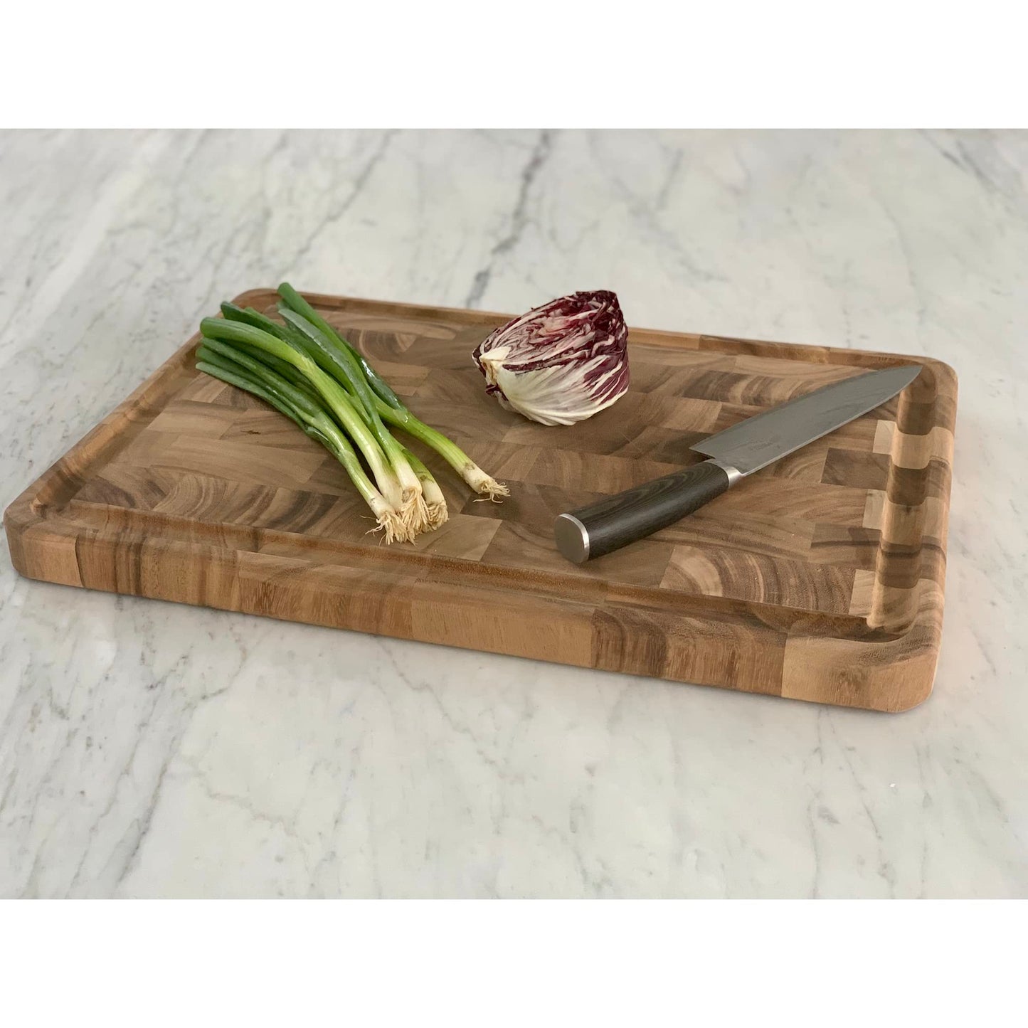 Ironwood Gourmet Charleston End Grain Board with Channel, Acacia Wood Brown 20 x 14 Inches