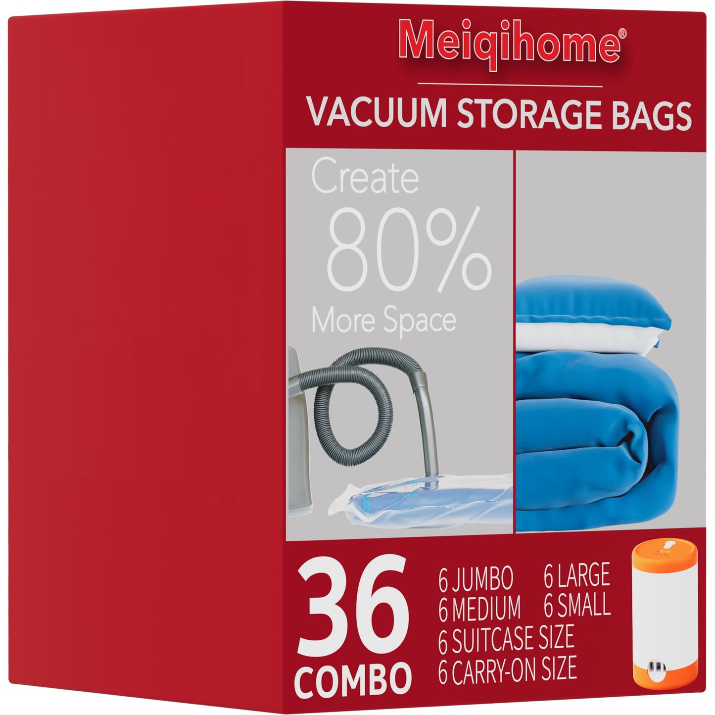Vacuum Seal Bags for Clothing Travel & Home Storage, travel vacuum bags with pump, Store Blankets, Comforters, Pillows, Seasonal Clothes Compactly,36 Pack With Electric Pump