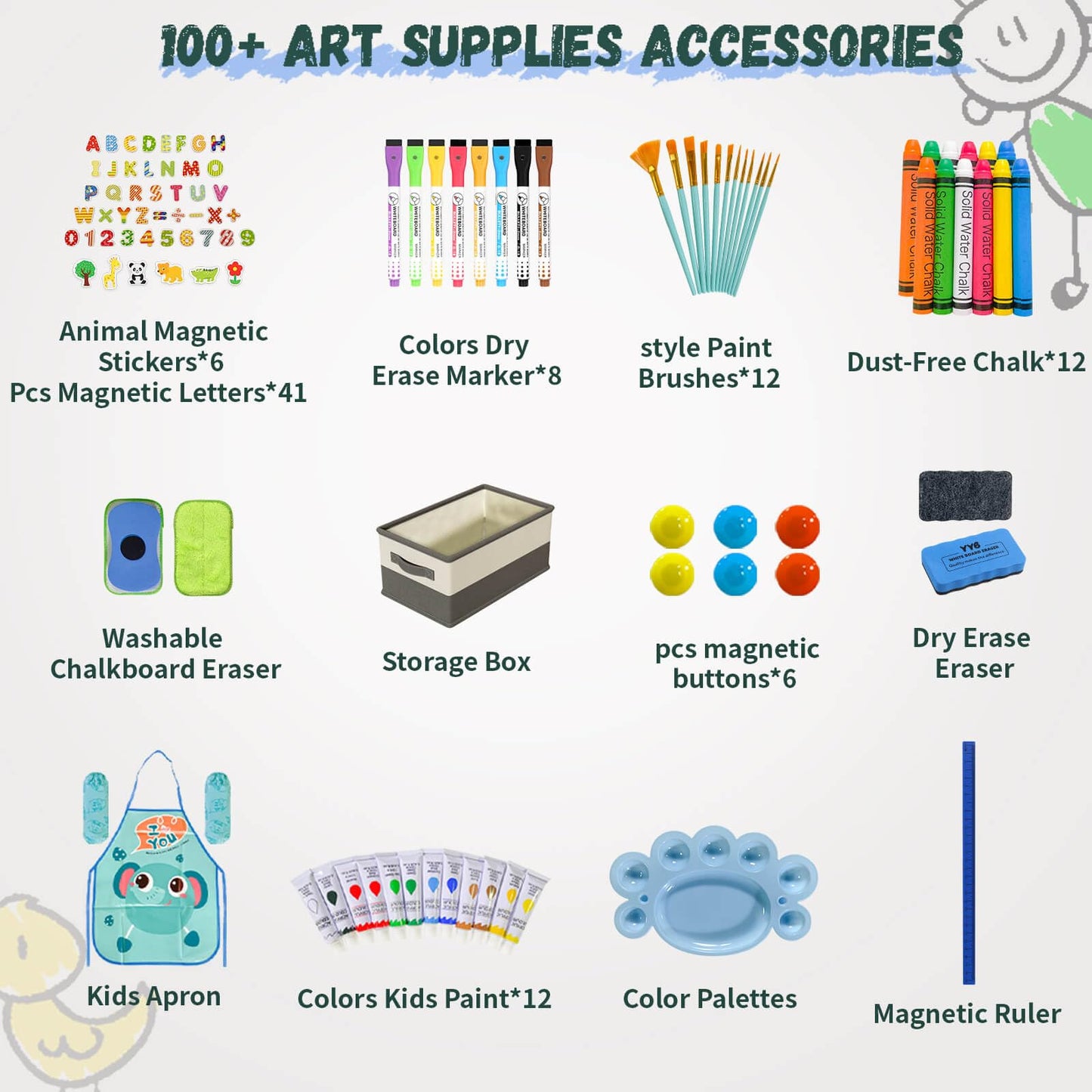 100+ Art Easel Accessories for Kids,Easel Supplies Set for Children