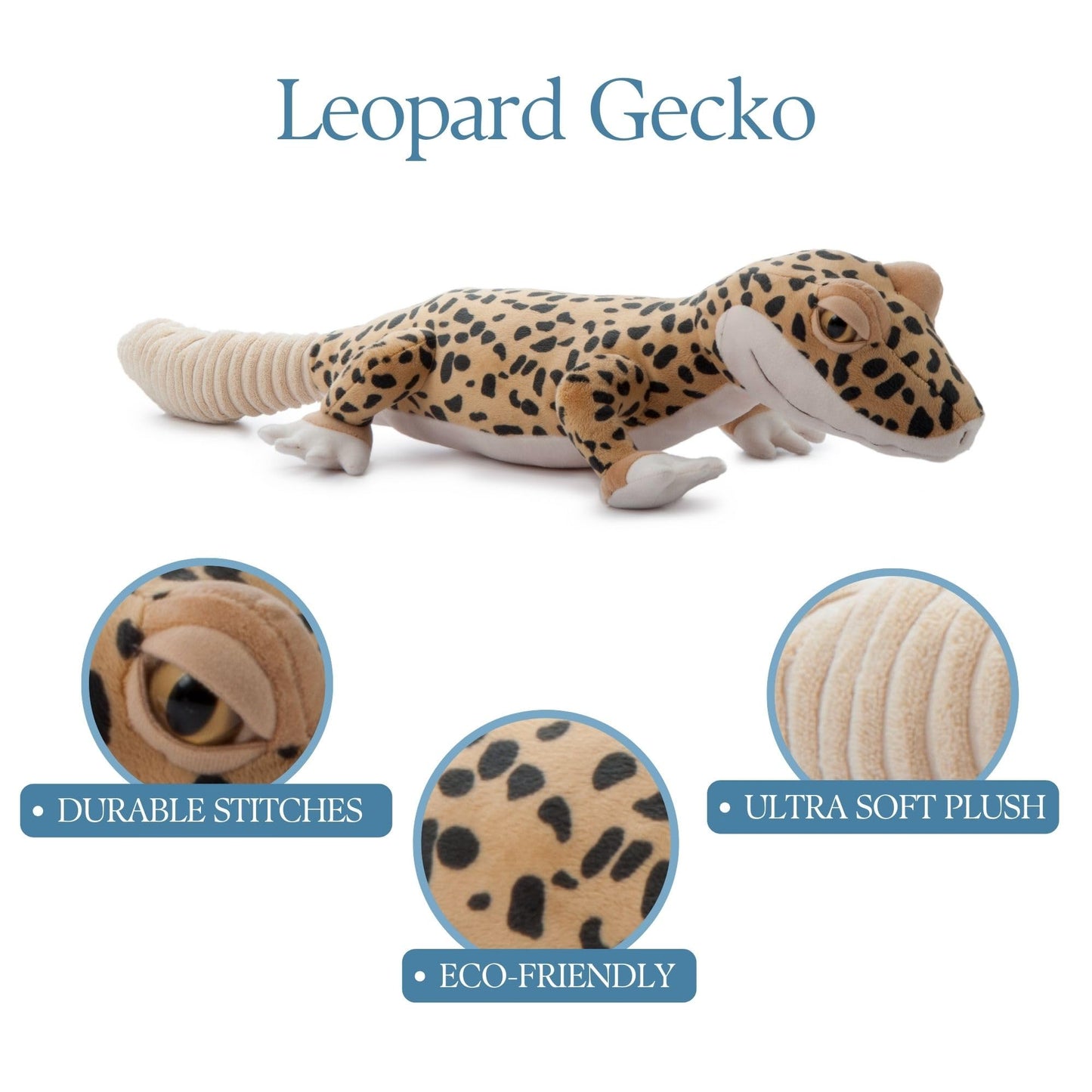 The Petting Zoo Leopard Gecko Stuffed Animal, Gifts for Kids, Wild Onez Zoo Animals, Leopard Gecko Plush Toy 12 inches