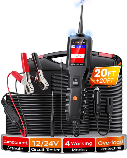 ANCEL PB100 Automotive Power Circuit Probe Tester, 12 24V Electrical Short/Open Breaker Finder, AC DC Diode Resistance Relay Tester, Continuity Test Digital Multimeter/Ohmmeters, 20 + 20FT Cable