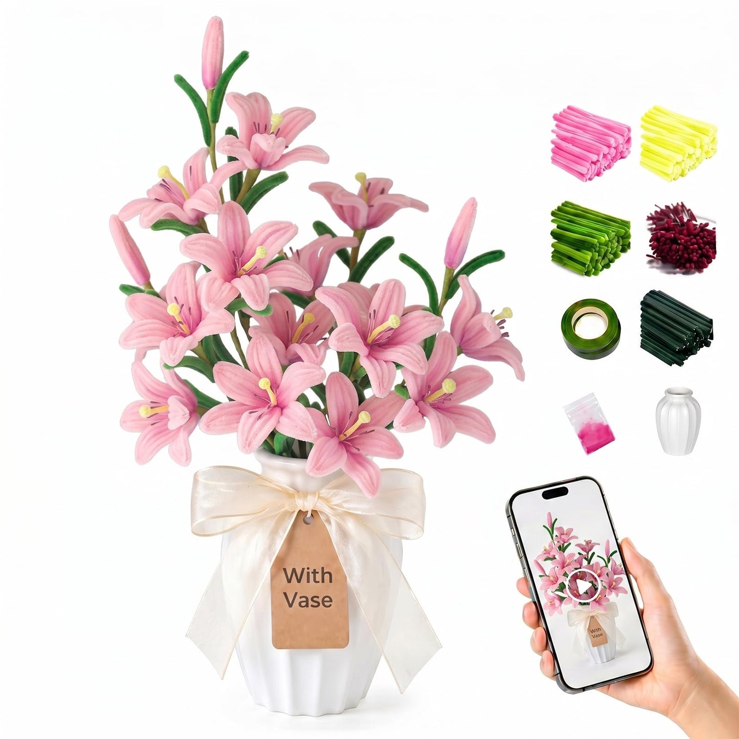 AlniuLefe Pipe Cleaner Flower Crafts Kit (Lily)