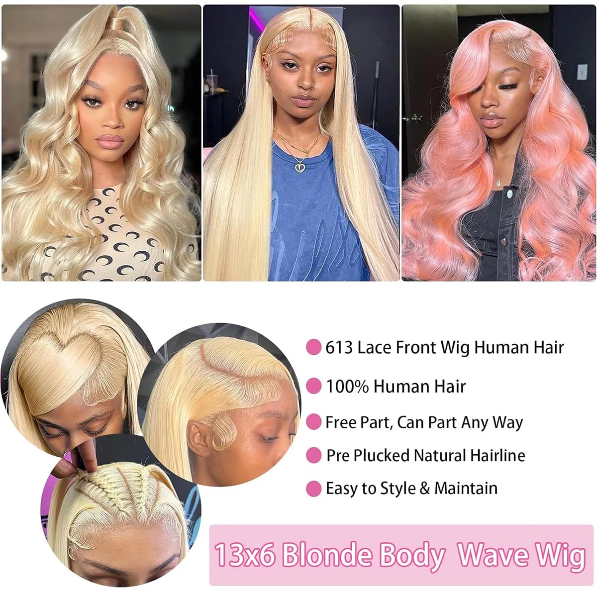 Jewhaut 613 13x6 Lace Front Wig Human Hair 28 Inch Body Wave Blonde Wig Human Hair 613 HD Transparent Lace Frontal Wigs Human Hair Pre Plucked Blonde Human Hair Wig