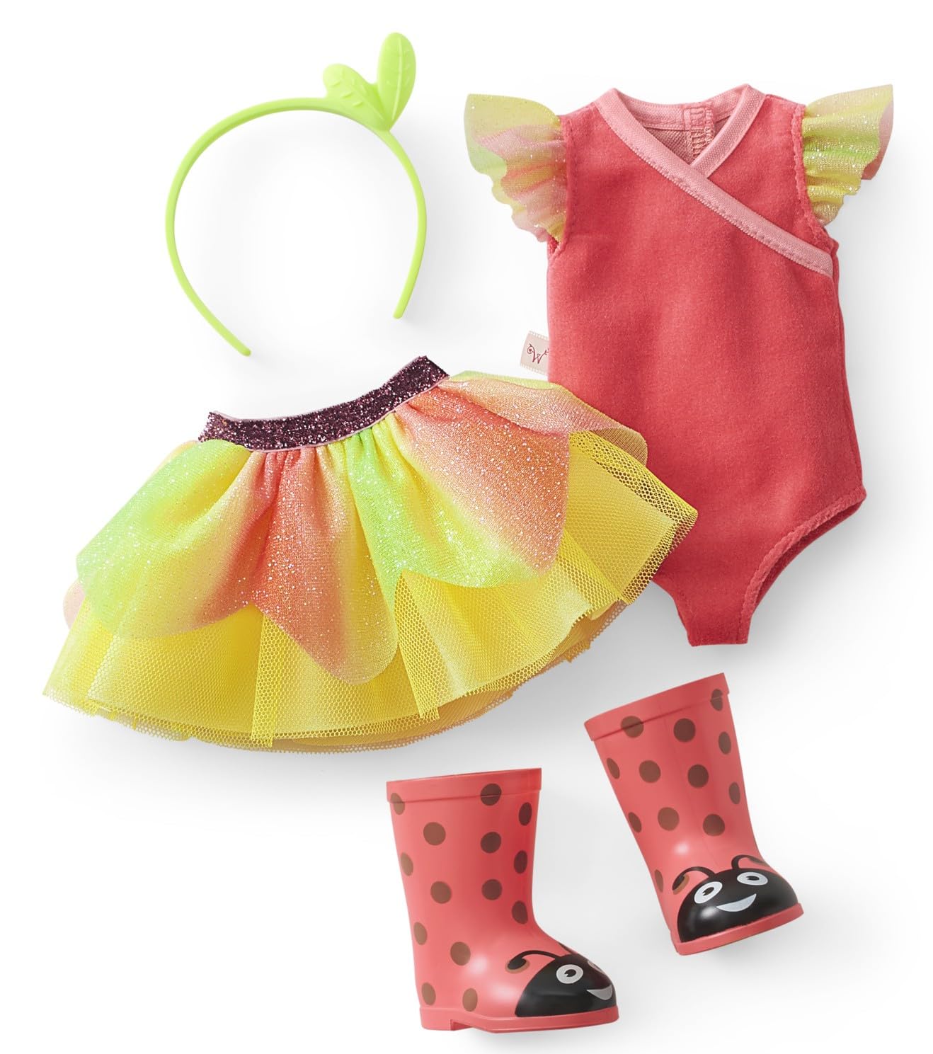 American Girl WellieWishers 14.5-inch Willa Doll with Coral Leotard, Mesh Skirt, Headband, and Boots, For Ages 4+
