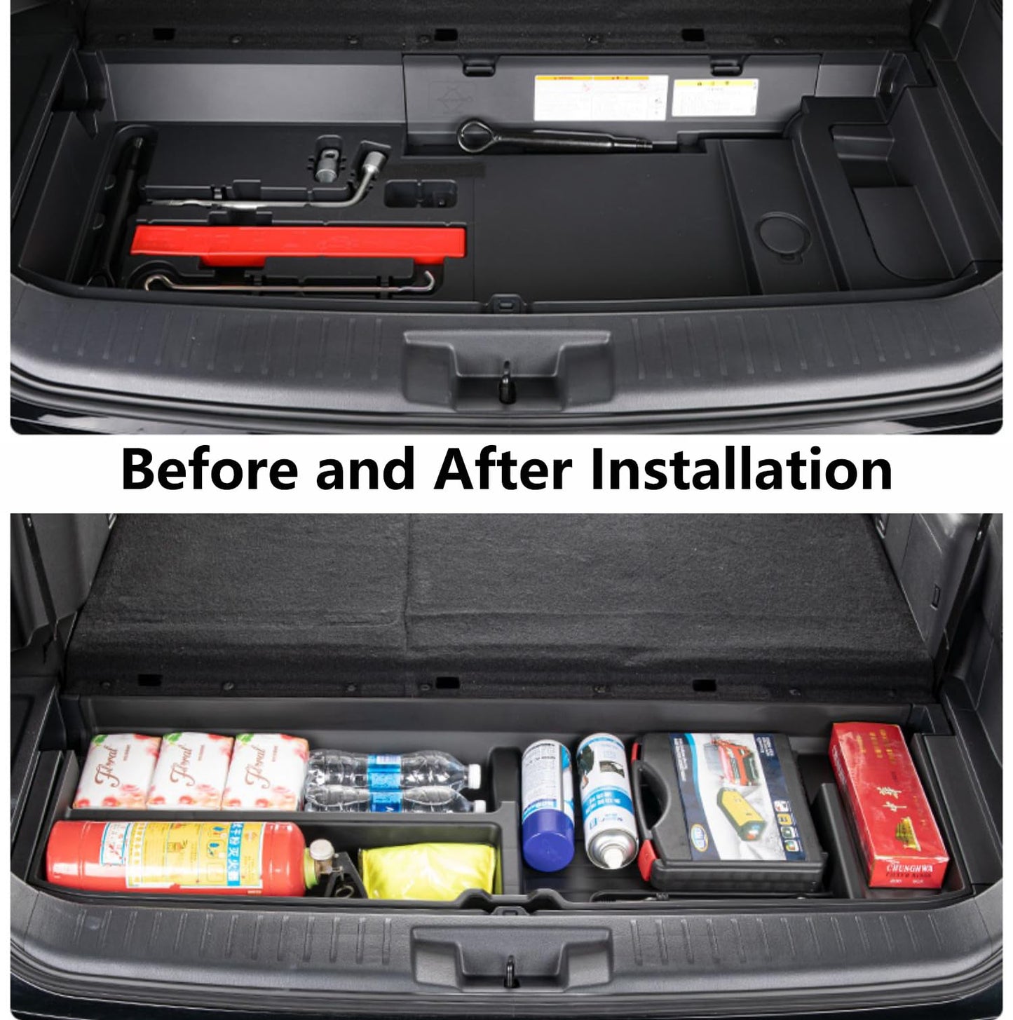 AutoQi For 2020-2026 Toyota Highlander Trunk Hidden Storage Box, SUV Insert Cargo Rear Hatch Organizer, Extra Space fits Highlander Under Cargo Floor Storage Bins Accessories