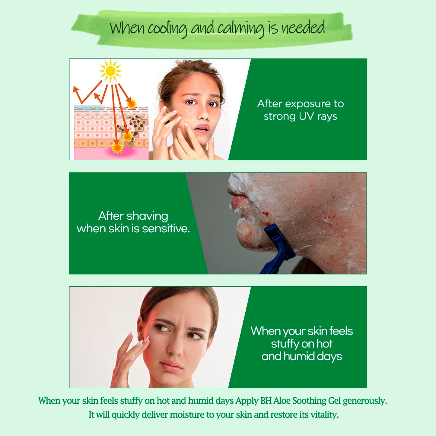 by.H Organic Aloe Vera Soothing Gel-Natural Moisturizer for Skin, Hair, Effective for Sunburns, Razor Burns, Gentle, Non-Greasy, Skincare [Made in Korea] Pouch-3Pack