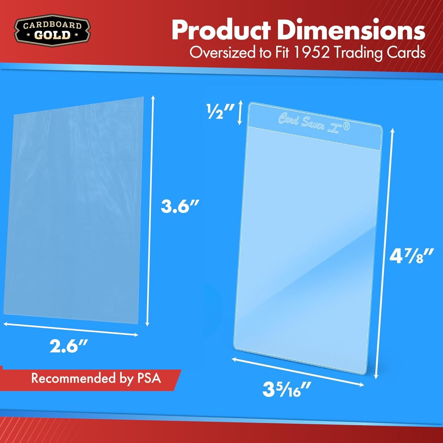 Cardboard Gold Card Saver 1-400 Count - Semi Rigid Card Holder, Trading Card Protectors - PSA-Approved Cardsaver for Baseball, Trading, Sports Cards - Card Sleeves, Binder, & Storage Box Compatible