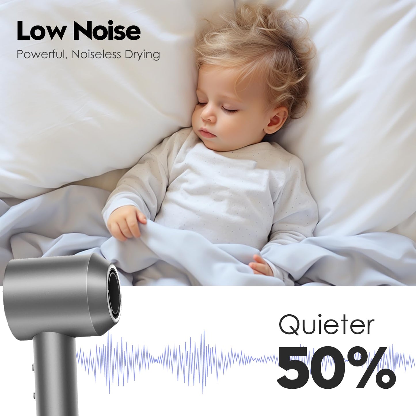 Oushome Professional Hair Dryer for Fast Drying with 150,000 RPM High-Speed Brushless Motor, 500 Million Negative Ionic, Lightweight and Low Noise, Ideal for Home, Travel, and Salon Use