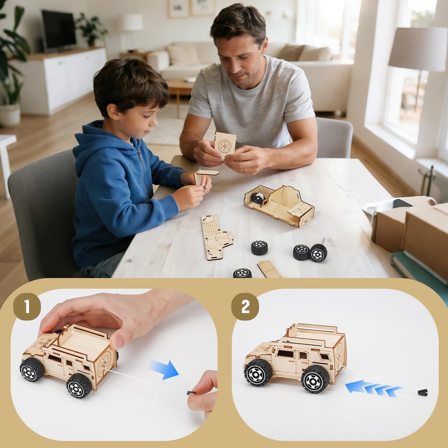 Minyaluck 5 Wooden Cars Craft Kit-Build & Paint Your Own Wood Model Car Kit,Wooden 3D Puzzles, Birthday Party Presents for Kids Boys and Girls