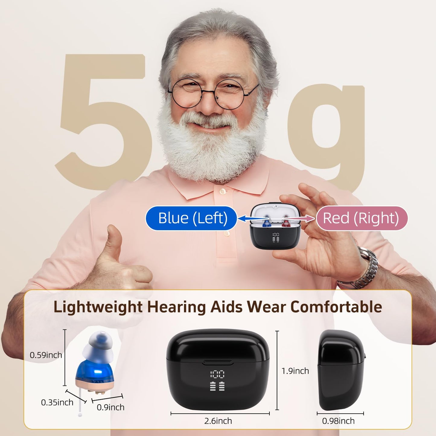 Hearing Aids for Seniors, WEIYII Hearing Amplifiers for Seniors with Noise Cancelling,Rechargeable Hearing Aid Volume Adjustment,Clear Sound and Easy to Use,Mobile Charging Box.