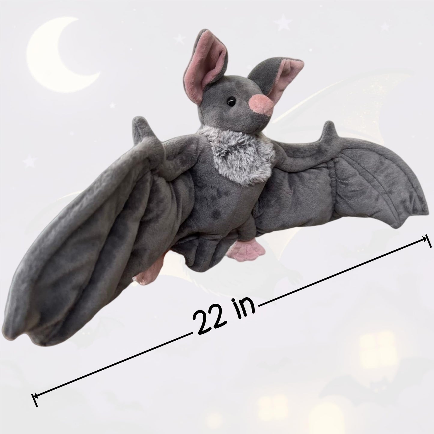 MKTRGOE 22" Large Goth Bat Plush Toy, Realistic Lifelike Stuffed Animal, Soft Huggable Gothic Bat Plush for Halloween Christmas Decor