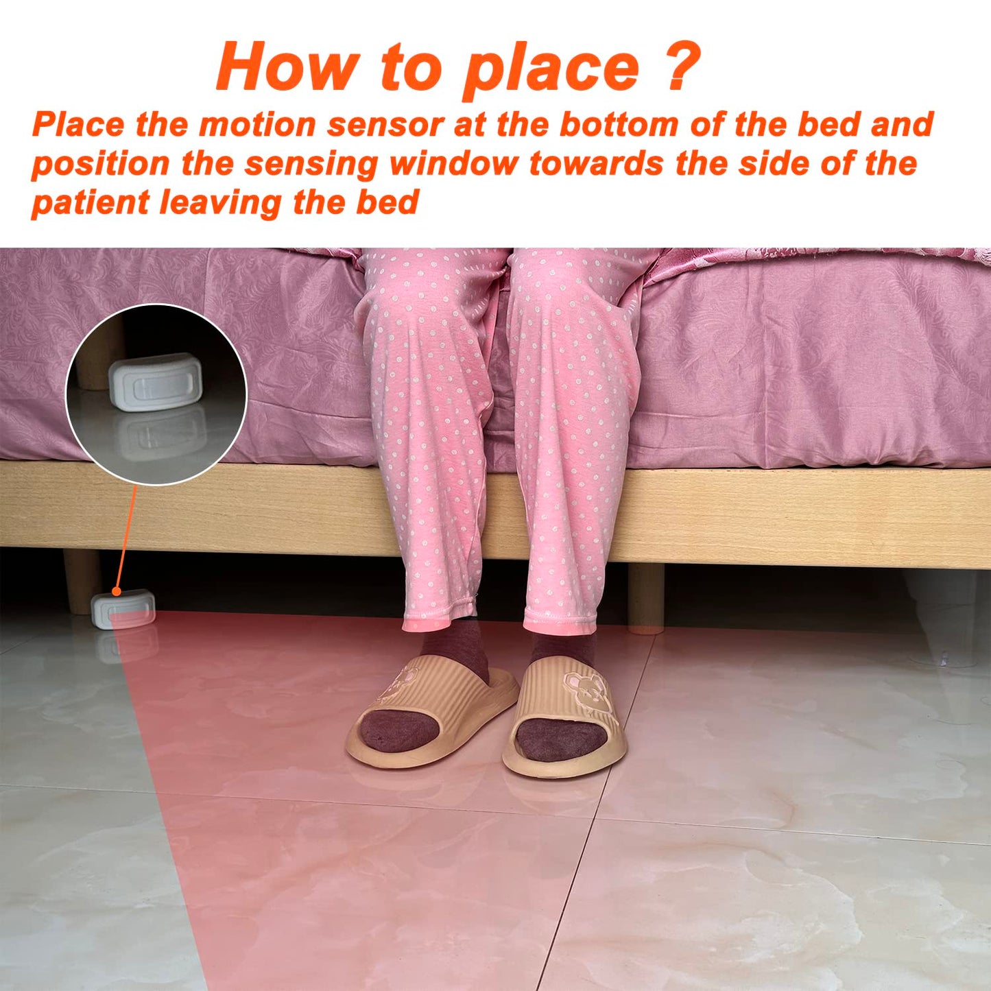 Upgrade Professional Bed Sensor Alarm and Fall Prevention for Elderly/Dementia and More,Caregiver Pager Motion Sensor with 5 Volume Level