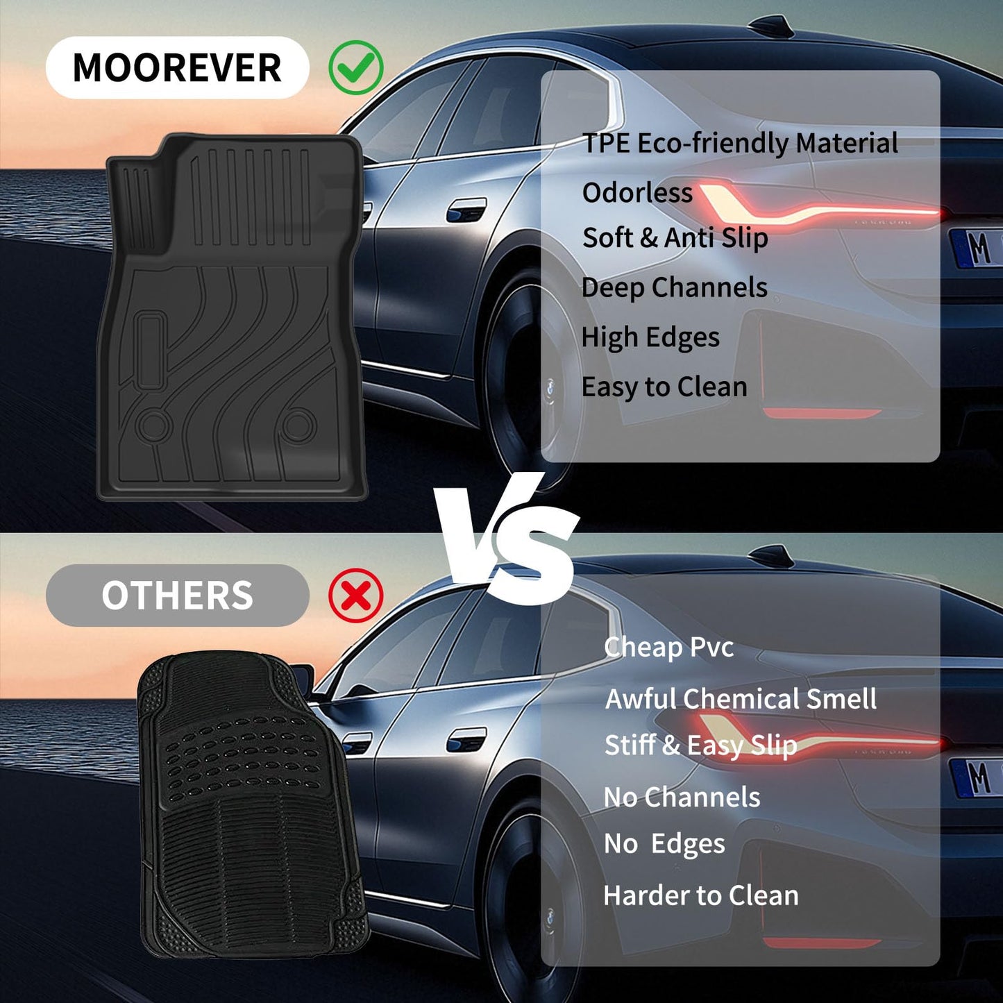MOOREVER Floor Mats & Cargo Liner for 2024 2025 2026 Chevy Trax (LS/1RS/LT/2RS/ACTIV) & Buick Envista (Preferred/Sport Touring/Avenir), All Weather Floor Liners for Chevrolet Trax Car Accessories