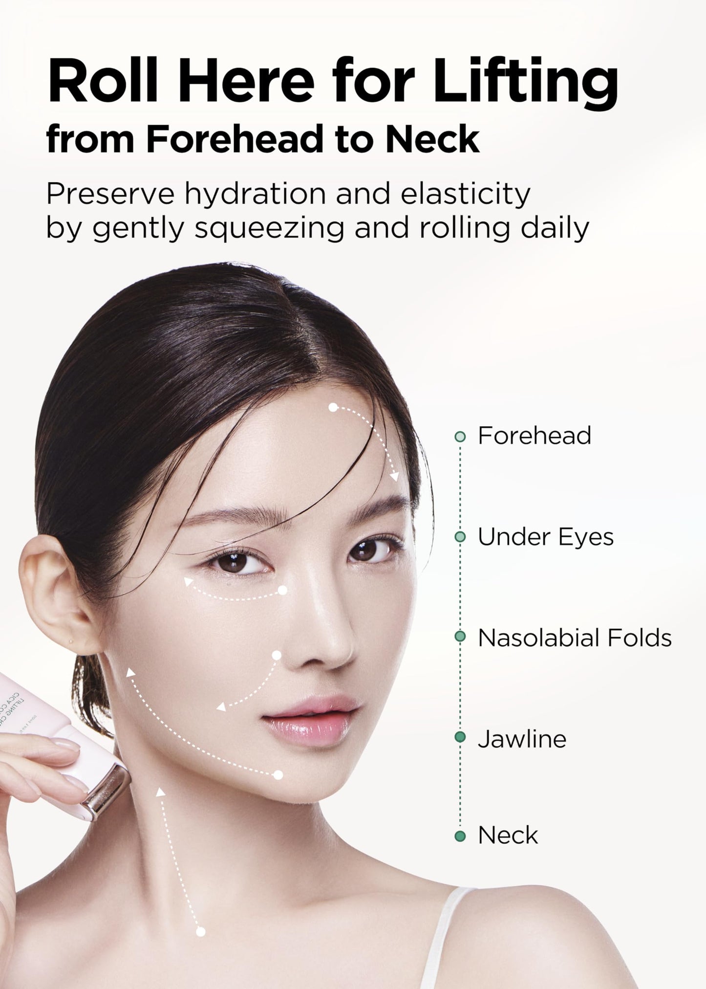 BE+WANTS Bewants Neck Lifting & Firming Cream with Centella Asiatica, Vegan Hyaluronic Acid, Neck and Face Firming Cream Moisturizer For Sagging Skin with Gua Sha Roller
