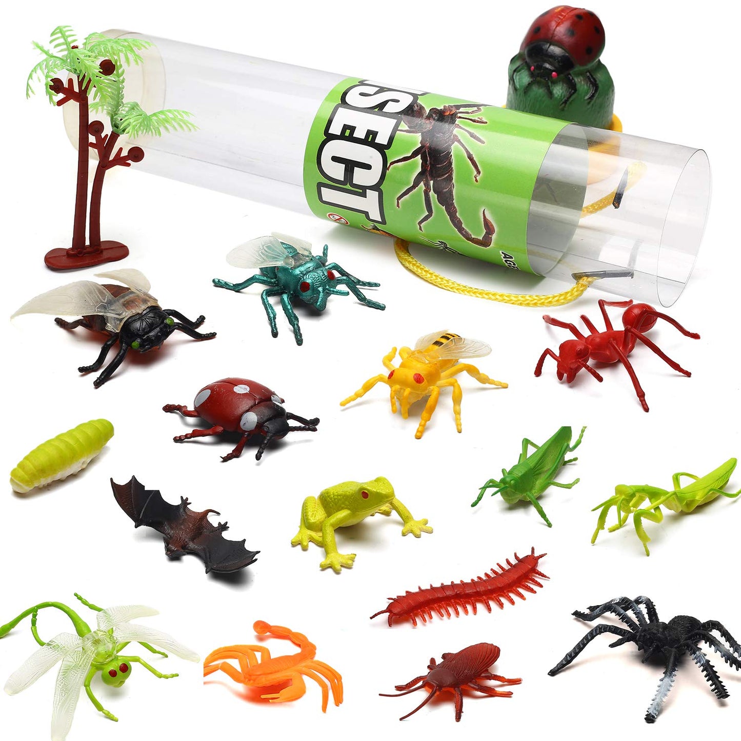 82 Piece Animal Toy, Assorted Mini Dinosaur Insect Ocean Sea Animal Farm Animal Jungle Animal Dog Figure, Realistic Vinyl Plastic Zoo Play Set, Small Toys for Sensory Bin Cupcake Topper Party Favors
