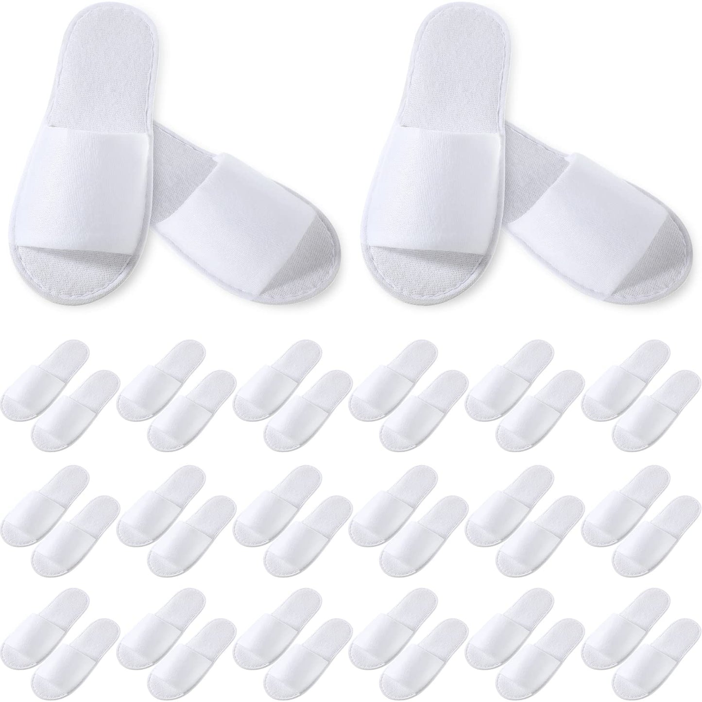 Coume 48 Pairs Disposable Slippers for Guests Bulk Soft Disposable Hotel Spa Slippers Open Toe White Non-Slip for Women Men Home Indoor Hotel Travel Wedding Party