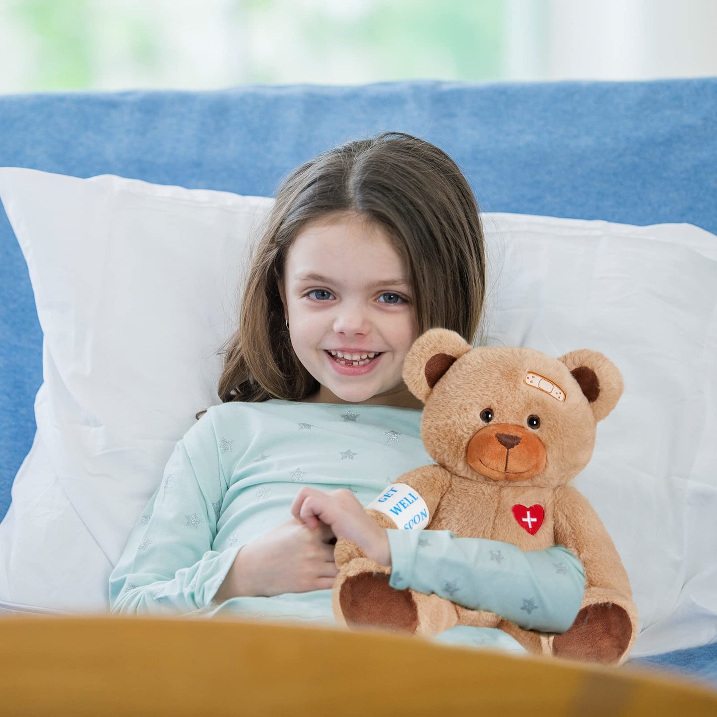 Houwsbaby 31cm Get Well Soon Teddy Bear Stuffed Animal Get Well Soon Bear Stuffed for Kids Women After Surgery Gifts for Kids Broken Arm Teddy Bear Feel Better Bear (Bear)