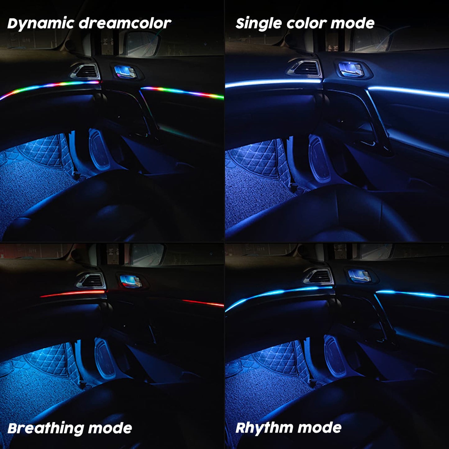 SAMGCHI Interior Car LED Lights, RGB Dream Color Acrylic LED Lights for Car, Ambient Lighting Kits with Wireless APP and RF Remote Control, Music Sync Dynamic Chasing (10 in 1)