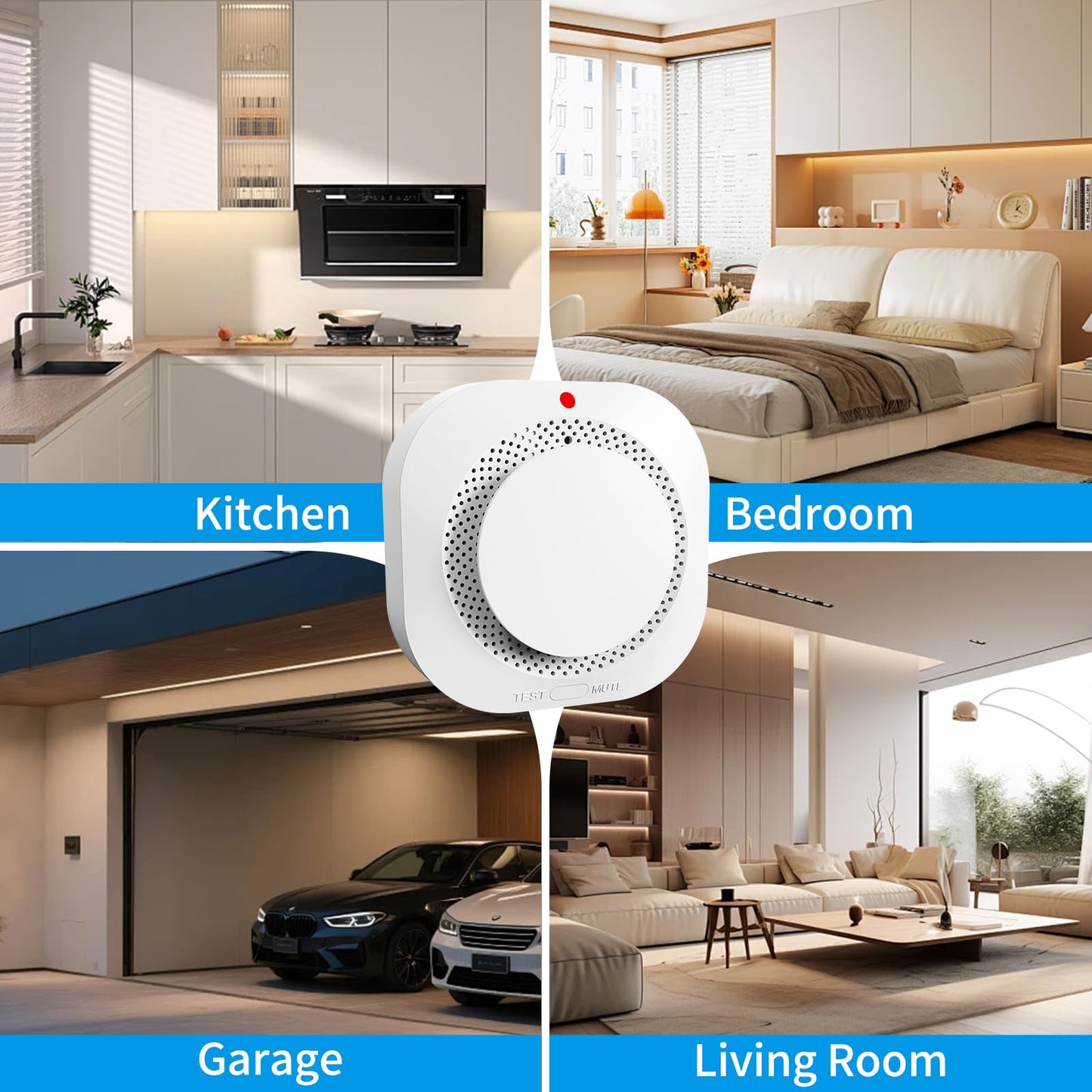 WARROXIDE Smoke Detectors for Home,Photoelectric Wireless Fire Alarms Replaceable Battery Powered,Portable Smoke Alarm with Test/Mute Button,Attic Smoke Detector,6 Pcs(Battery Not Included)