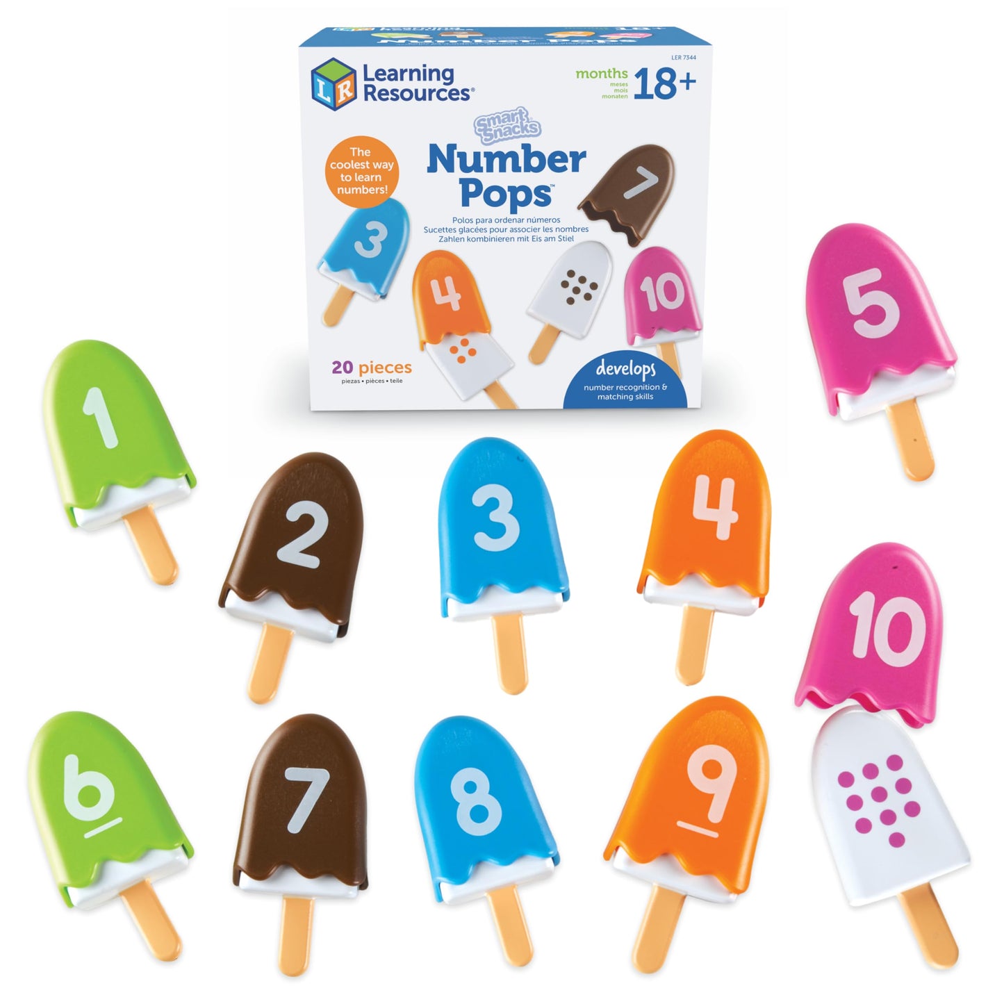 Learning Resources Smart Snacks Number Pops, Fine Motor Toy, Set of 10, Ages 18 mos+ (LER7344)