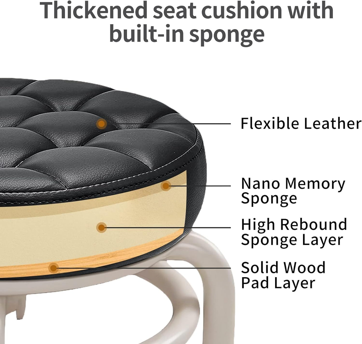KELAICAIONE 360 Rotating Low Stool，Rolling Pulley Stool, Low Stool with Wheels, Shoe Changing Makeup Cleaning with Wheels, Pedicure, Massage SPA and Home (Black)