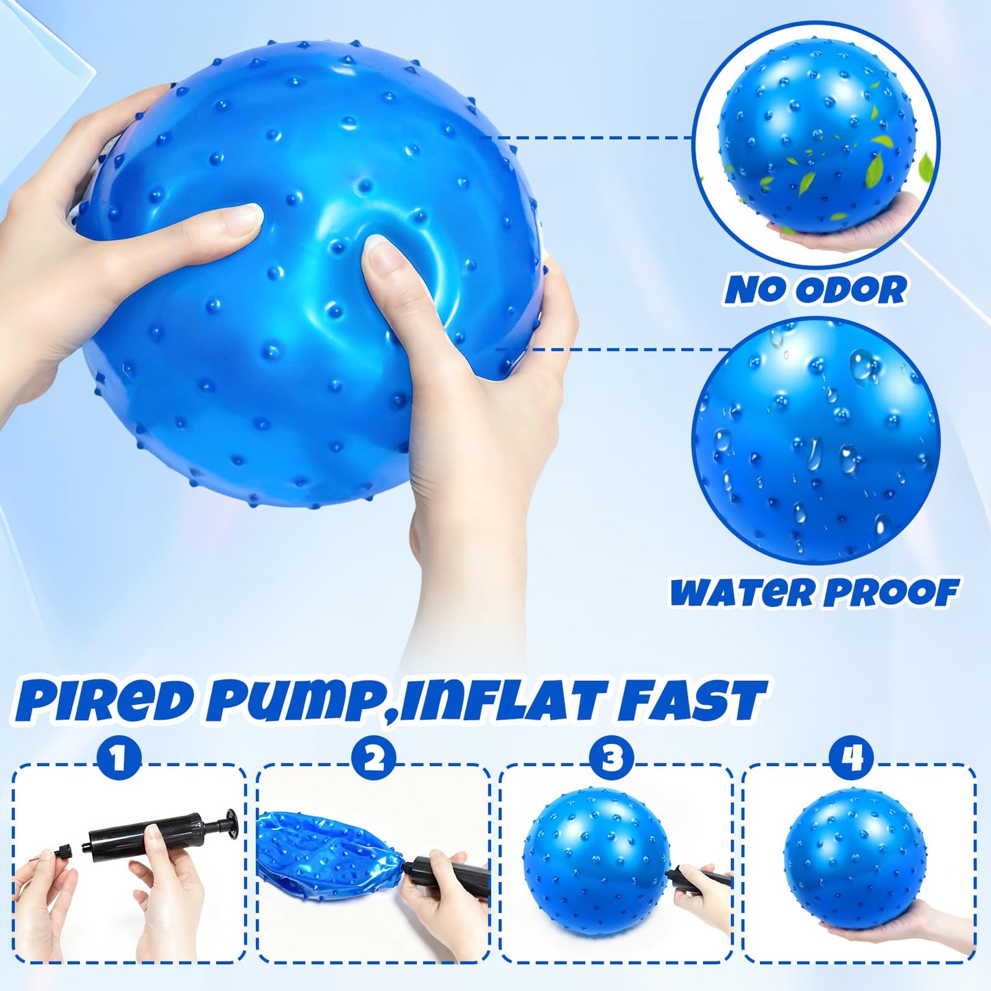 Hymaz Bouncy Balls Bulk 20 Pieces 9" Sensory Balls for Kids Toddlers Beach Ball Stress Toys,Inflatable Playground Ball & Kickball & Massage Balls with Pump for Indoor Outdoor Backyard Pool Games
