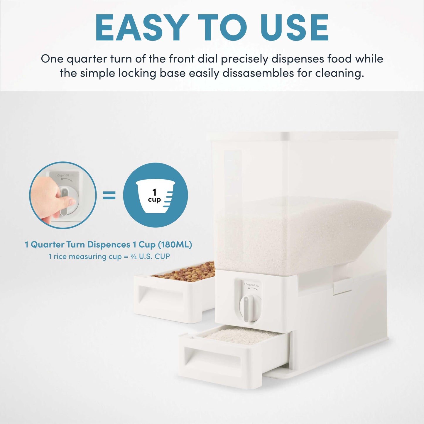 AROMA® XL 33-Pound Rice Dispenser and Countertop Beans or Grain Storage Bin with Automatic Measuring Funnel (ARD-133)