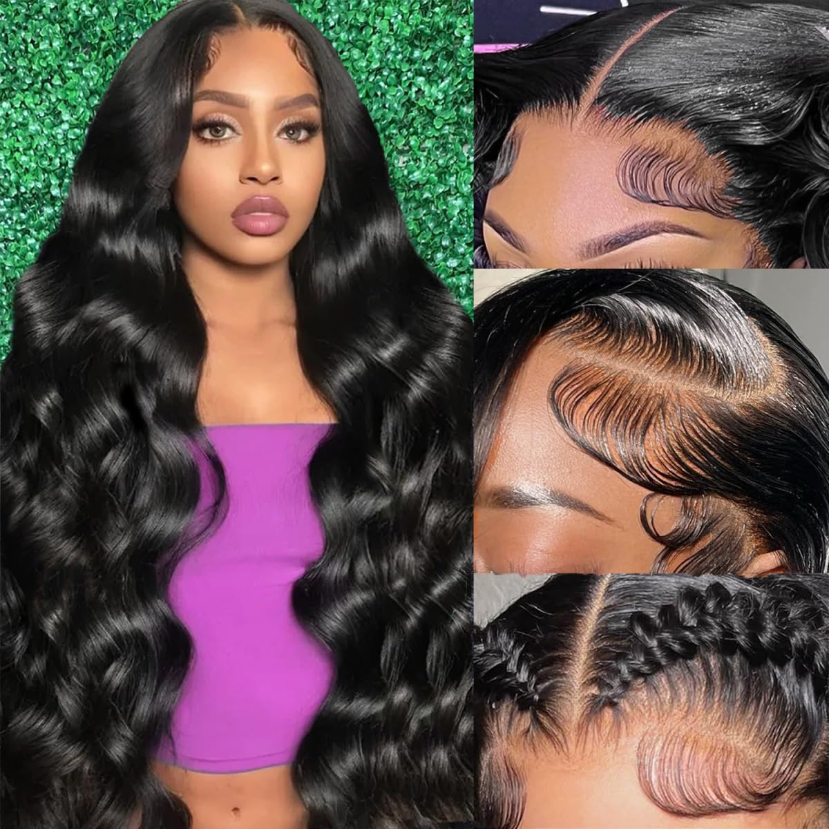 Smabuity 28 Inch 13x6 Body Wave Lace Front Wigs Human Hair Pre Plucked HD Transparent Lace Frontal Wigs Human Hair 180% Density Glueless Wig 100 Percent Virgin Human Hair with Baby Hair for Women