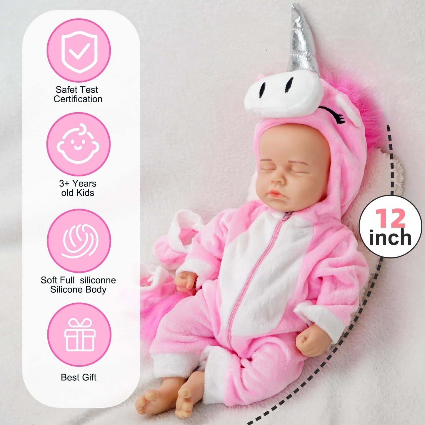 GiggleBabble 12 Inch Full Body Silicone Reborn Baby Doll - Realistic Doll with Lifelike Details - The Ideal Friend for Girl/Boy
