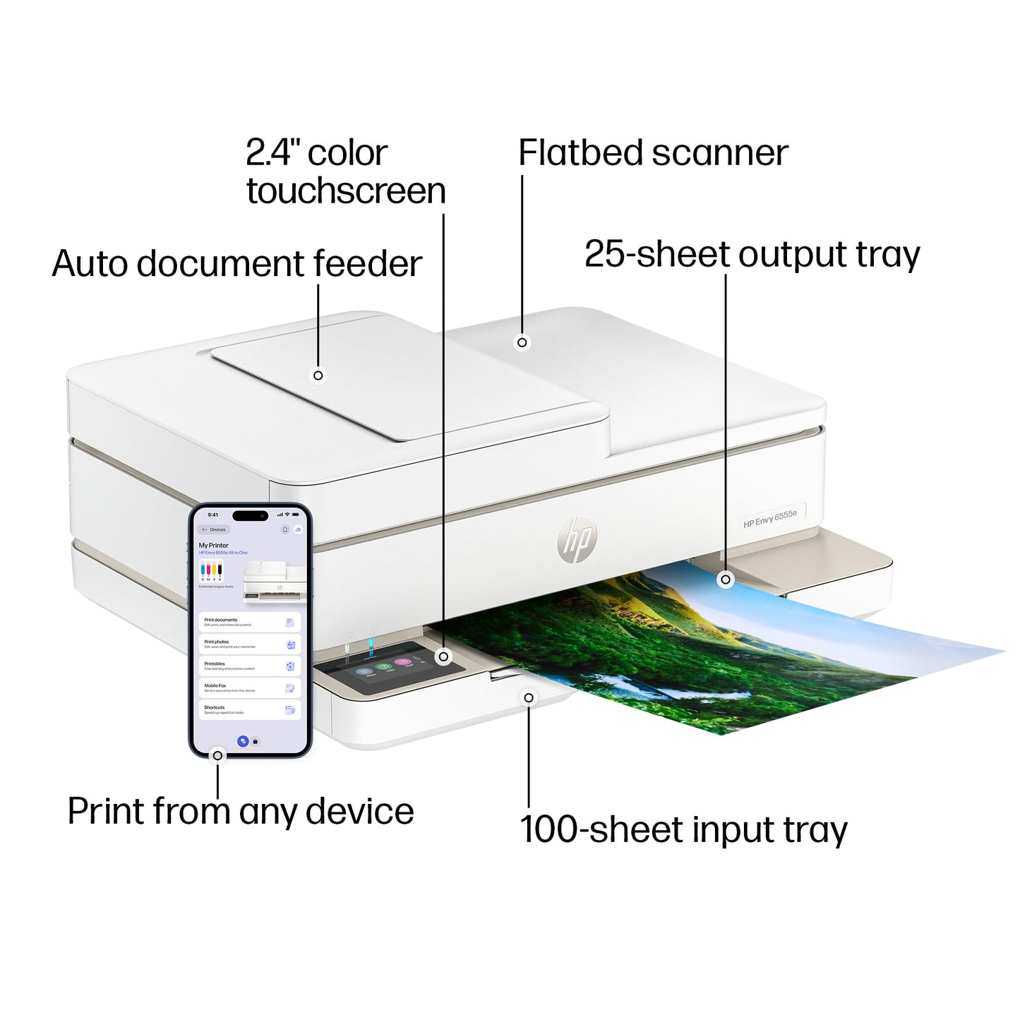 HP Envy 6555e Wireless All-in-One Color Inkjet Printer, Portobello, Print, scan, copy, Duplex printing Best-for-home, 3 month Instant Ink trial included, AI-enabled (714N5A)