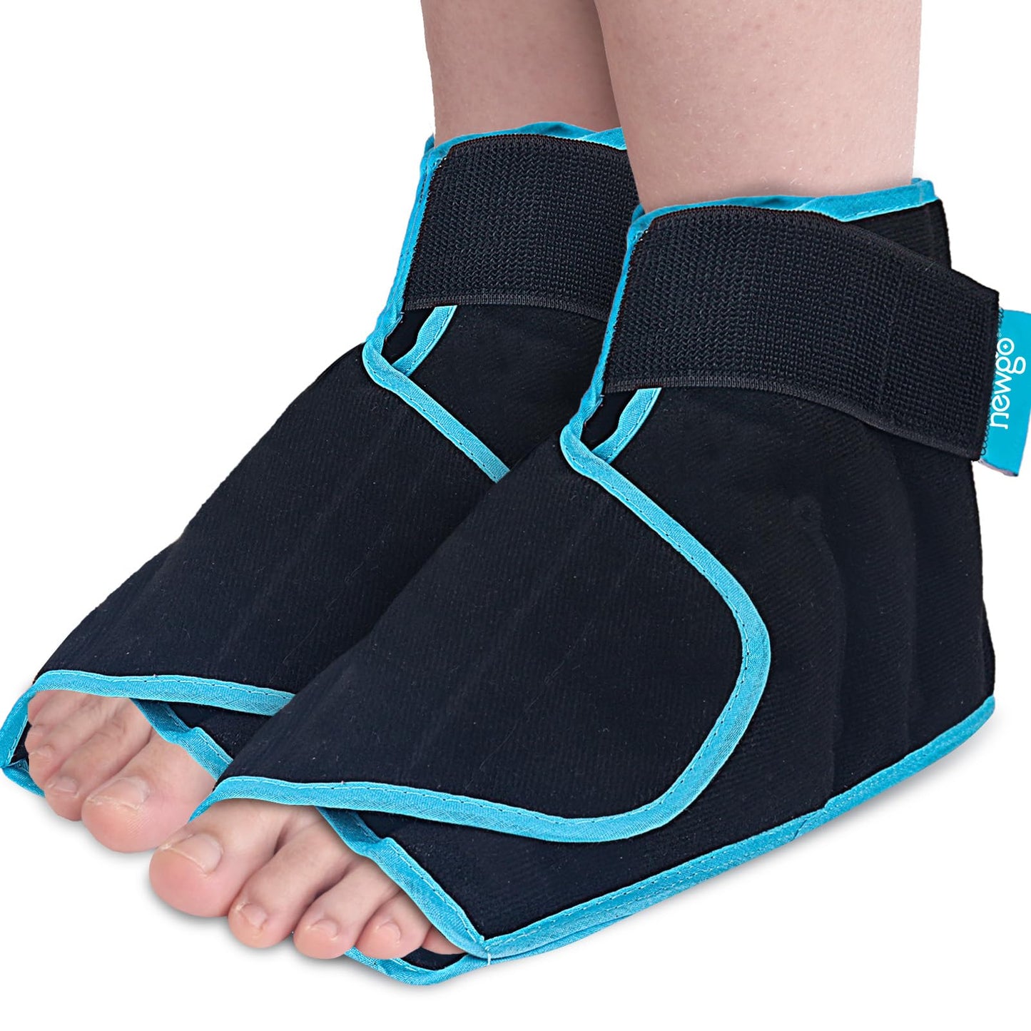 NEWGO Foot Ice Pack Wrap for Plantar Fasciitis, 2Pack Ice Pack for Ankle Foot Achilles Tendon, Bunion Surgery, Heel Spur, Reusable Heel Ice Pack for Foot Injury and Pain Relief - Black