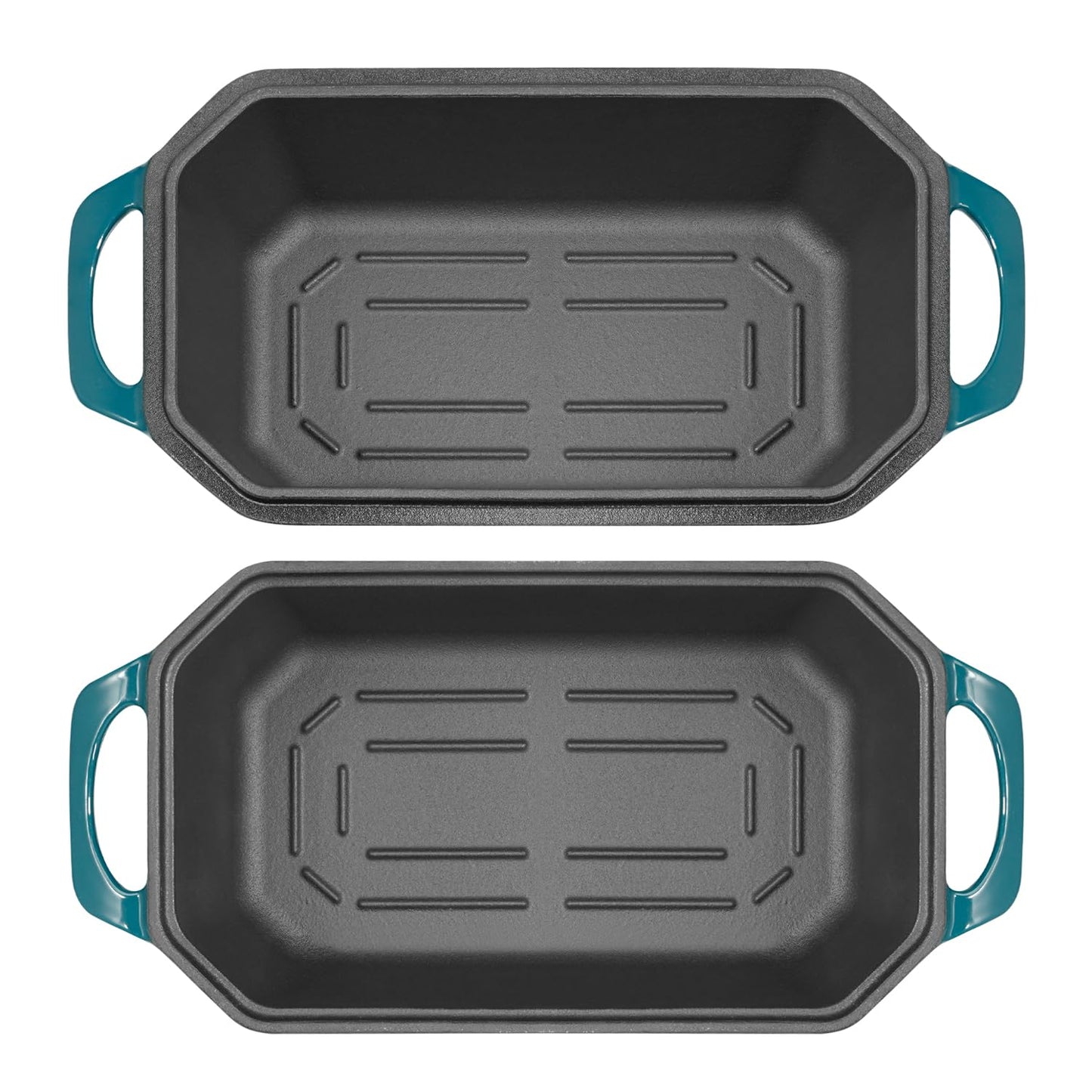 Flavehc Bread Pan Cast Iron Loaf Pan with Lid Bread Loaf Pan 8.5x4.5 Inch Loaf Pan Enameled Cast Iron Sourdough Loaf Pan, DarkCyan