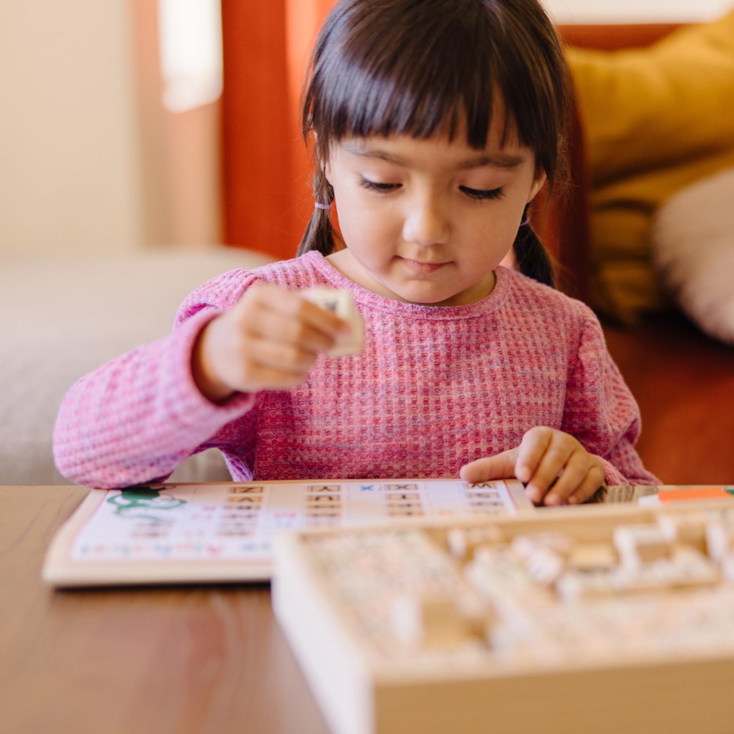 Melissa & Doug Deluxe Letters and Numbers Wooden Stamp Set ABCs 123s With Activity Book, 4-Color Stamp Pad