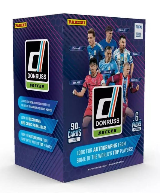 2024/25 Panini Donruss Soccer 6-Pack Blaster Trading Card Box (Blaster Exclusive Red Cubic Parallels)