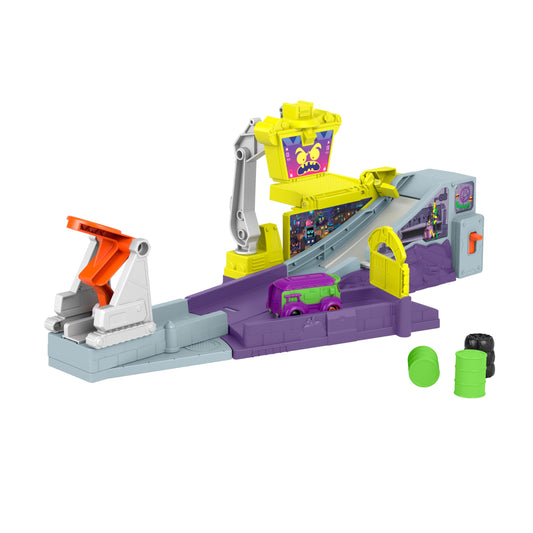 Fisher-Price DC Batwheels Toy Car Playset, Legion of Zoom Launching HQ with Ramp & Launcher plus Prank The Joker Van, Ages 3+ Years