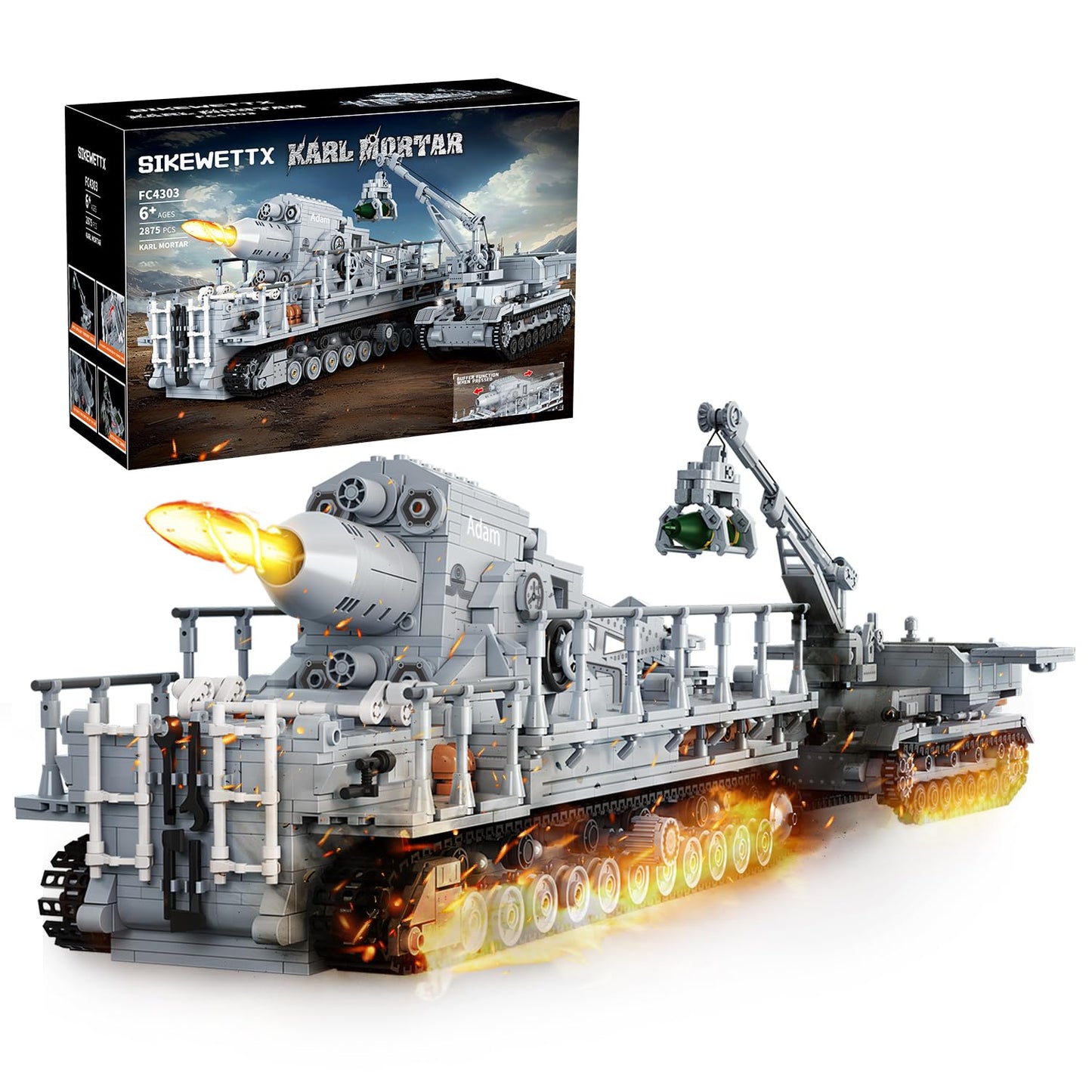 Karl Heavy Mortar Tank Building Block Set 2875 Pieces, Compatible with Lego Military Army Set for Adults WW2 German Mortar Model Kit with Ammo Tractor, 1: 26 Scale Vehicles Model Home Decor