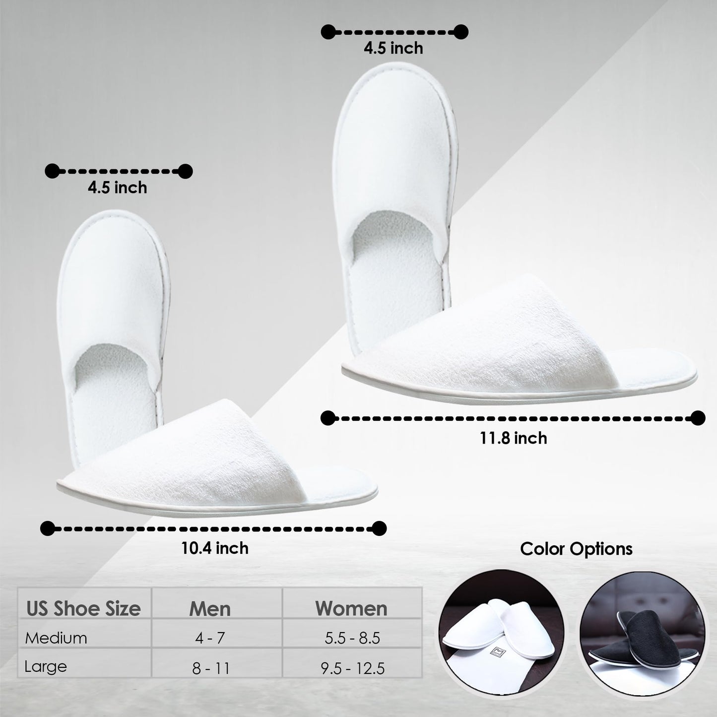 MODLUX Spa Slippers, 12 Pairs Cotton Velvet Closed Toe Hotel Slippers with Pouch, Non-Slip, Disposable Slippers for Guests, 6 Medium and 6 Large, Home, Indoor, Bride Slippers