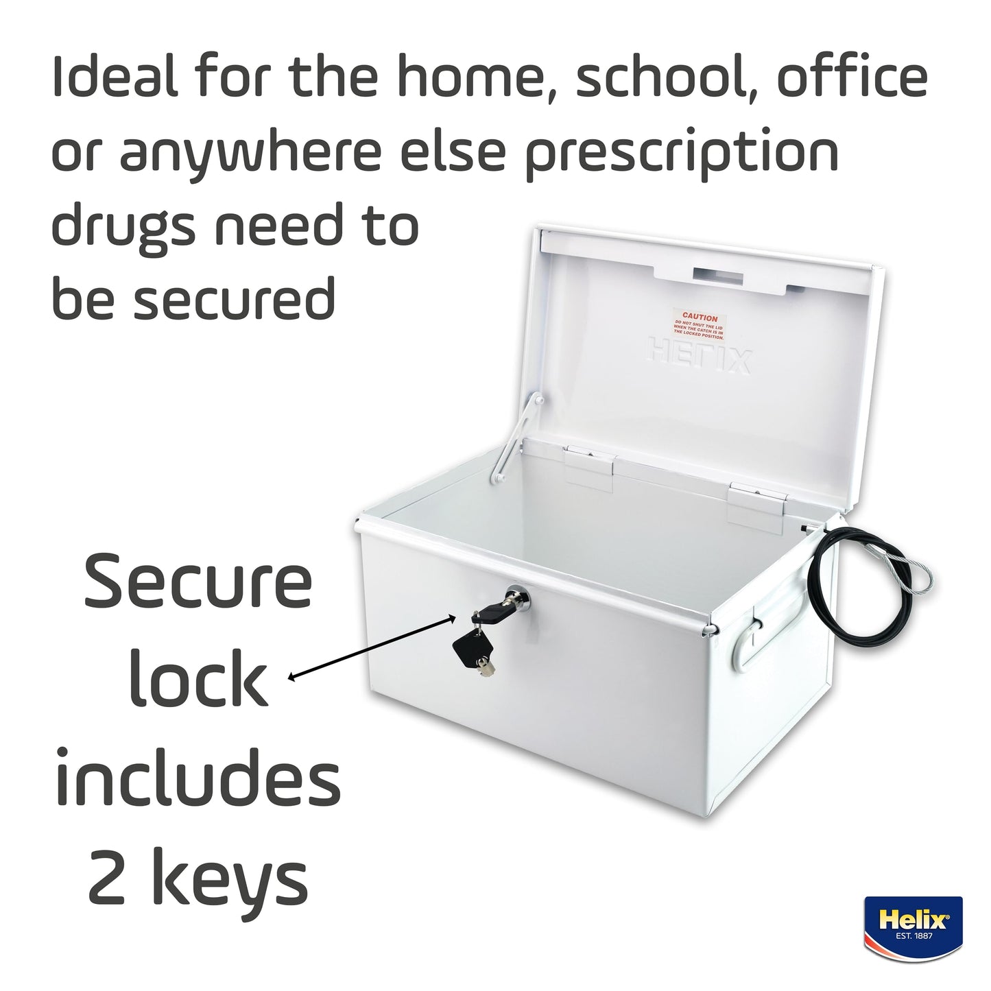 Helix All-Metal Lockable Drugs Security Chest, Includes Metal Tether and Mounting Hardware, (132480)