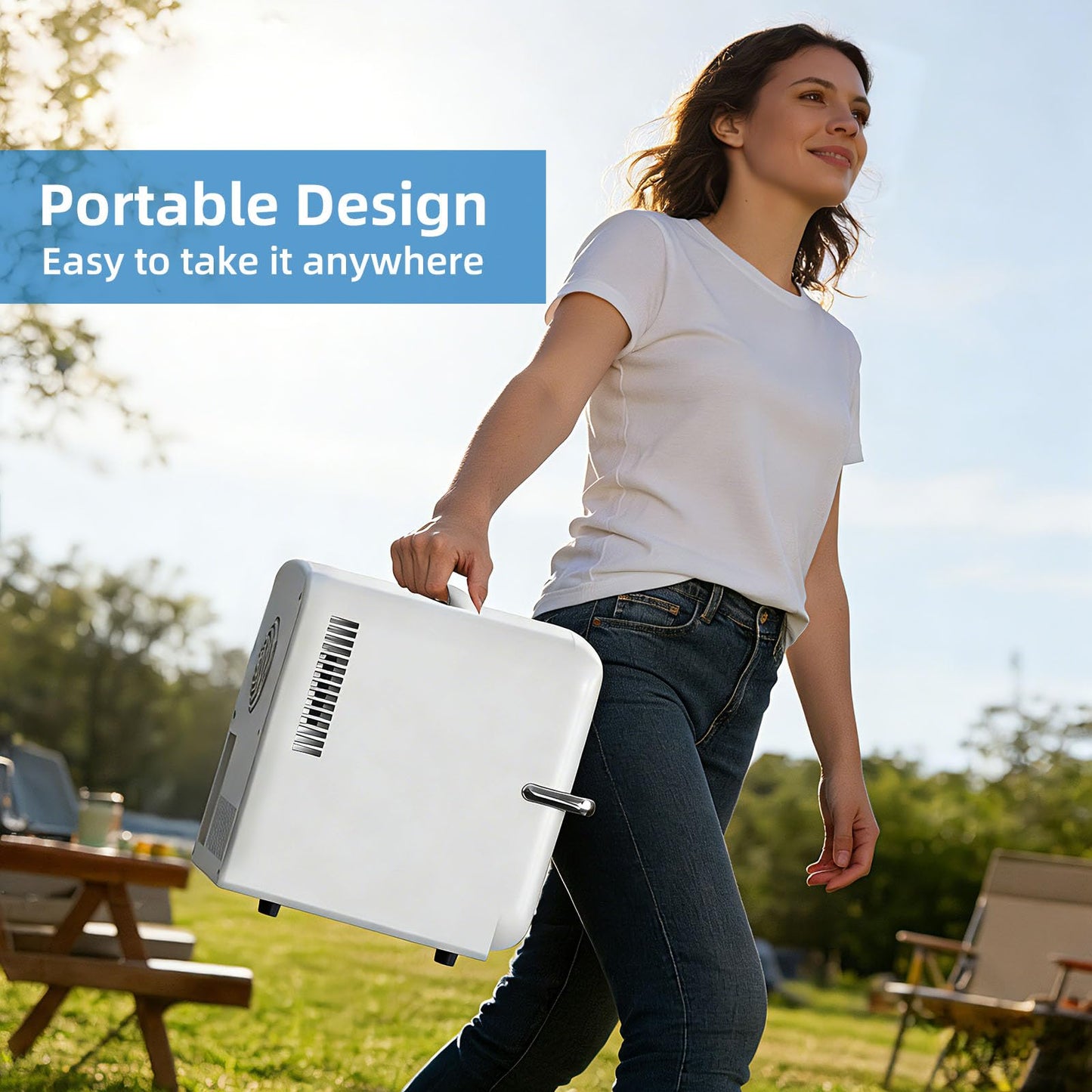 Antarctic Star Mini Fridge, 4L Capacity/6 Cans Portable Cooler and Warmer Compact Refrigerator, for Bedroom,Car,Office and Dorm, Small Cooler and Warmer for Cosmetics, Beverage and Food, White